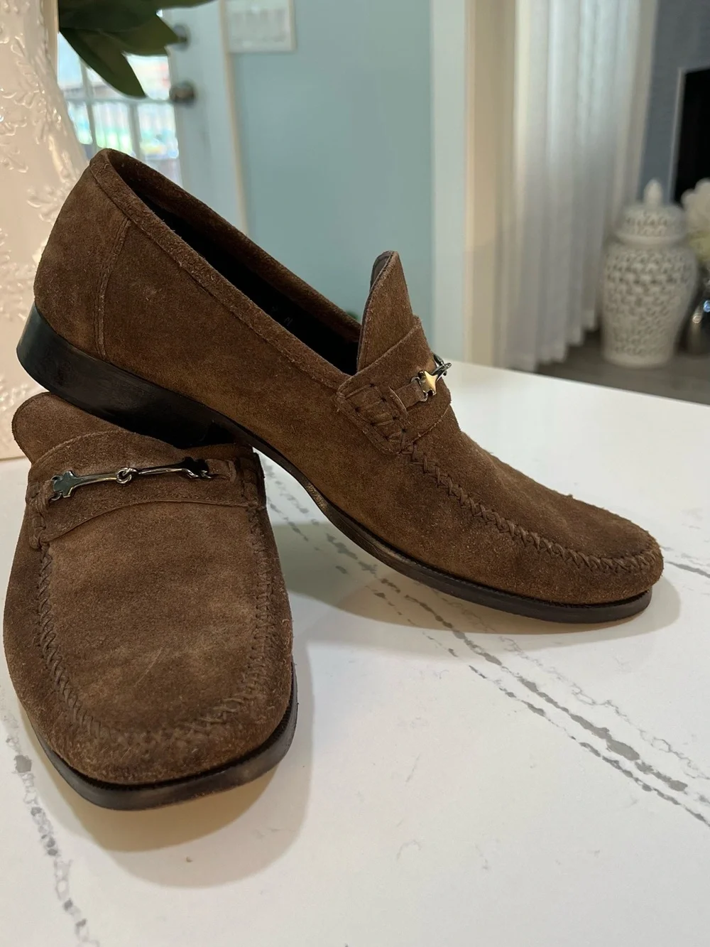 Bruno Magli Pittore Brown Suede Horsebit Loafers - Men's Size 9 M